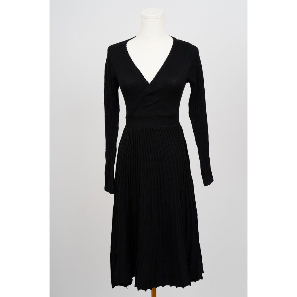 NWT White Closet Black Knitted Wrap Dress Size S/M